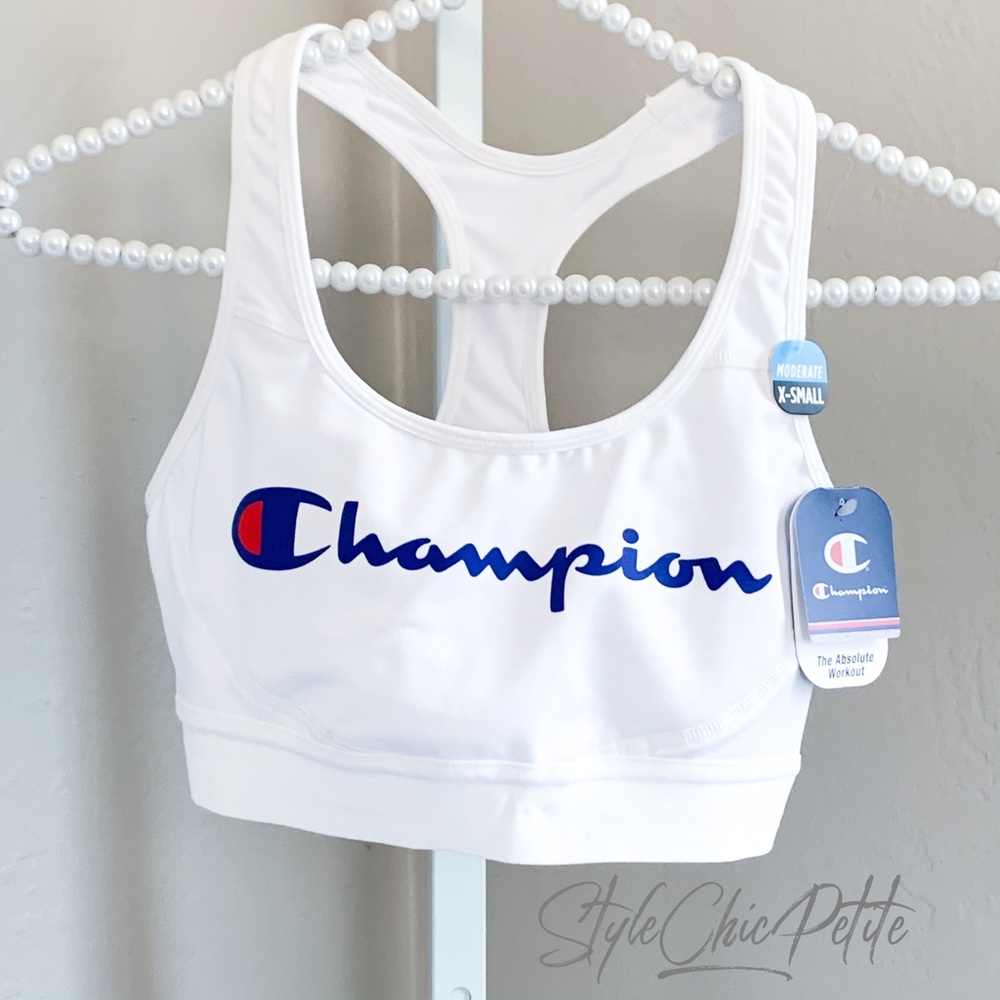 Champion Logo Sports Bra White